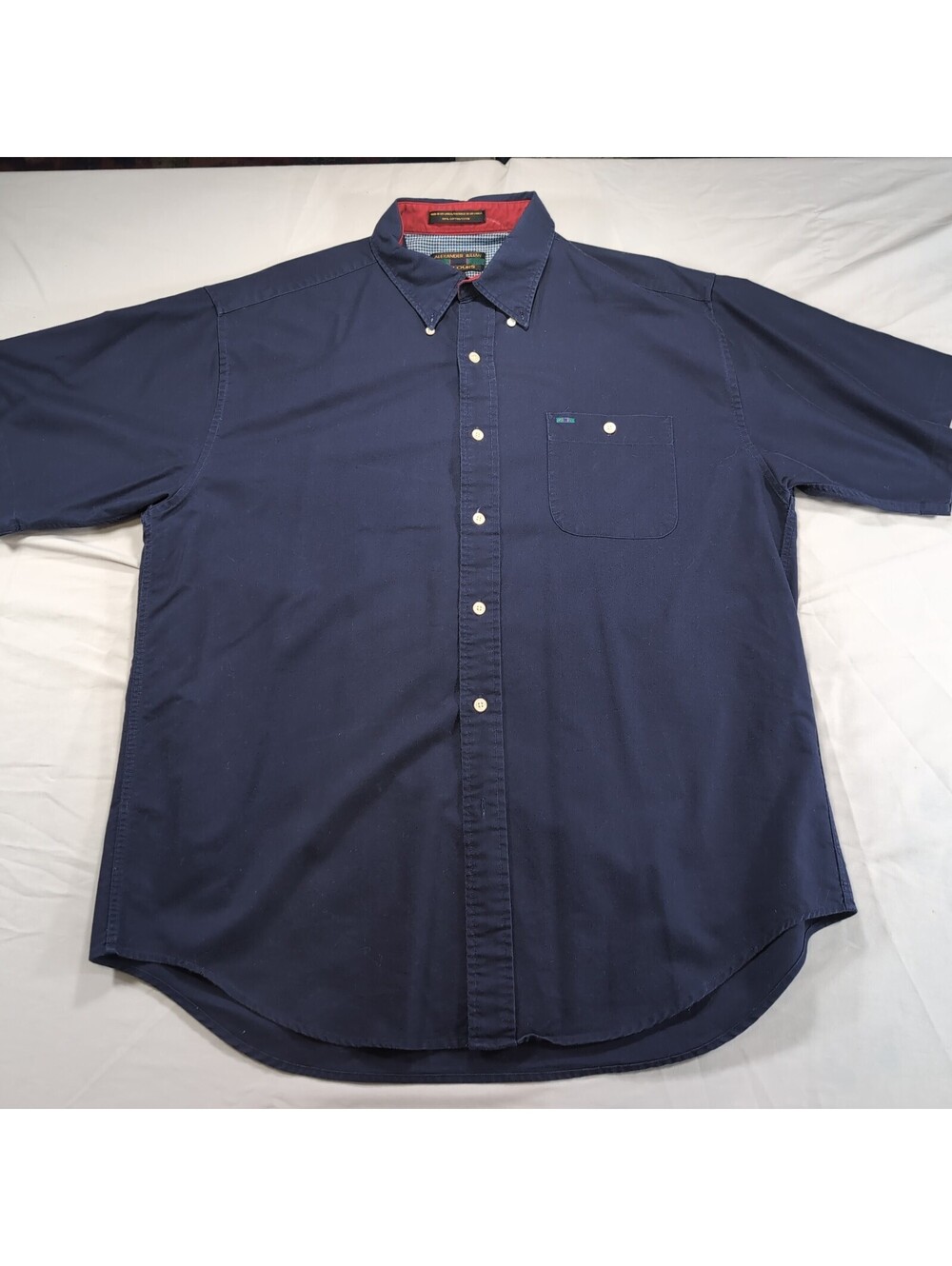 Alexander Julian Colours navy short sleeve button front shirt size XL